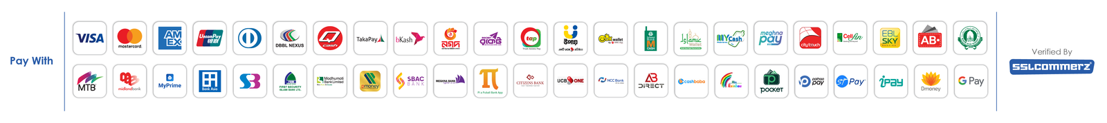 Pay with SSLCOMMERZ — cards, mobile banking, and internet banking